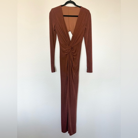Revolve Katie May In A Mood Brown Long Sleeve Ruched Size Medium Wedding Guest - Picture 4 of 10